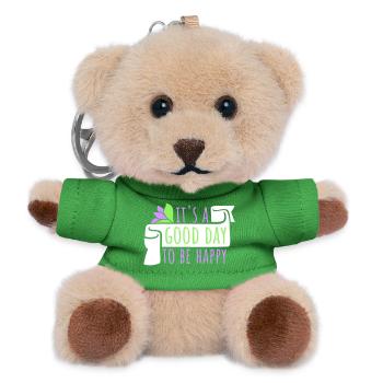 Bonjour sois heureux Motivation positive Dire bonheur - Porte-clés ourson - vert - Devant