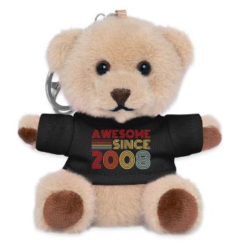 Vintage 2008 Retro Birthday Gift 2008 - Teddy Keyring - black - Front