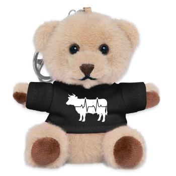 Kuh Herzschlag EKG Landwirt Grunge Vektor - Teddy Schlüsselanhänger - Schwarz - Vorne