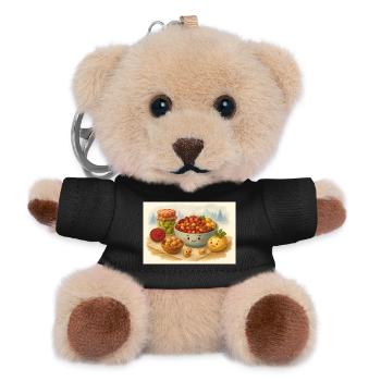Fröhliche Vinegret Illustration - Teddy Schlüsselanhänger - Schwarz - Vorne