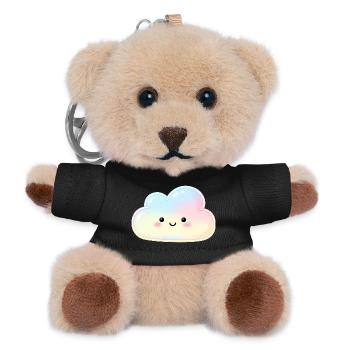 Pastel Cloud with Cute Face Sleep Cloud - Teddy Keyring - black - Front