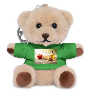 Tomate. Brot. Öl. - Teddy Schlüsselanhänger - Grün - Vorne