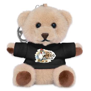 Cheeky Rooster – Funny Chicken Farm Motif - Teddy Keyring - black - Front