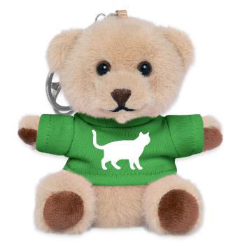 Weiße Katze Katzen Silhouetten Geschenk - Teddy Schlüsselanhänger - Grün - Vorne
