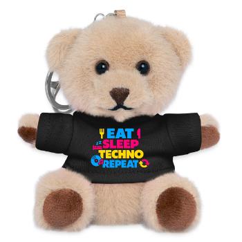Eat Sleep Techno Repeat Farbexplosion - Teddy Schlüsselanhänger - Schwarz - Vorne