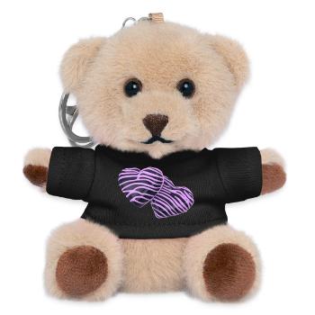 Pink Hearts on Black - Teddy Keyring - black - Front