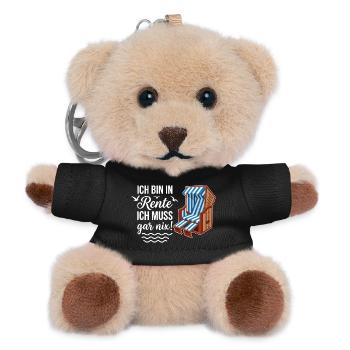 Ich bin in Rente ich muss gar nix mit Strandkorb  - Teddy Schlüsselanhänger - Schwarz - Vorne