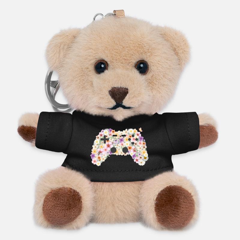 Floral Gamepad: Floral Art Controller - Teddy Keyring - black