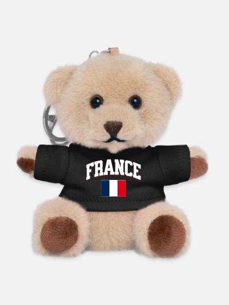 France Football Lover Retro Sports Design - Teddy Keyring - black