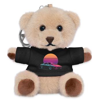 Vaporwave Auto Outrun Sonnenuntergang 80er Synth - Teddy Schlüsselanhänger - Schwarz - Vorne