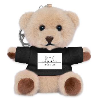 Kätzchen schaut Olivia neugierig an. - Teddy Schlüsselanhänger - Schwarz - Vorne
