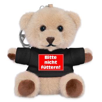 Please do not feed warning signs - Teddy Keyring - black - Front