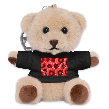 Rote Blütenpracht Muster - Teddy Schlüsselanhänger - Schwarz - Vorne