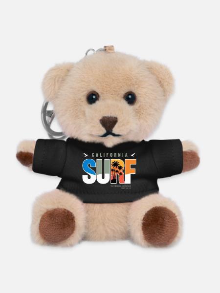 Logo rétro du surf californien - Porte-clés ourson - noir