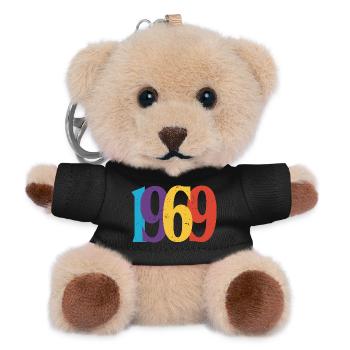 Geboren 1969 Geburtstagsgeschenk Geburtstag 69 - Teddy Schlüsselanhänger - Schwarz - Vorne
