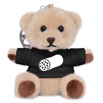 Wurst   Fleischwurst Würstchen Fleisch Geschenk - Teddy Schlüsselanhänger - Schwarz - Vorne