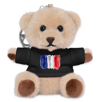 Flag of France in Watercolor - Teddy Keyring - black - Front