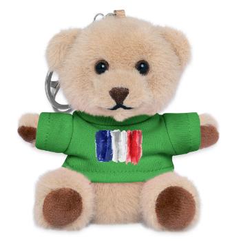 Flag of France in Watercolor - Teddy Keyring - green - Front