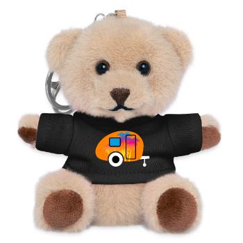 Caravan Wohnwagen Palmen Verlauf Camper Sommer Fun - Teddy Schlüsselanhänger - Schwarz - Vorne