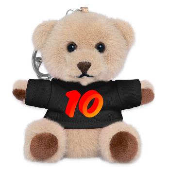 geburtstags shirts, 10 leuchtende farben - Teddy Schlüsselanhänger - Schwarz - Vorne