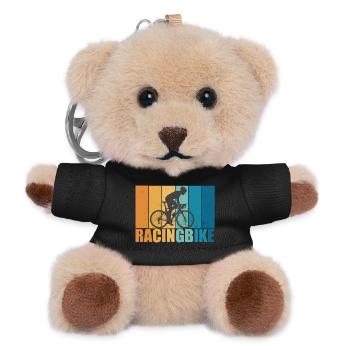 Road Bike Vintage Retro Cycling Bike Gift - Teddy Keyring - black - Front