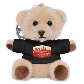 Frankfurt Skyline Rot Badge - Teddy Schlüsselanhänger - Schwarz - Vorne