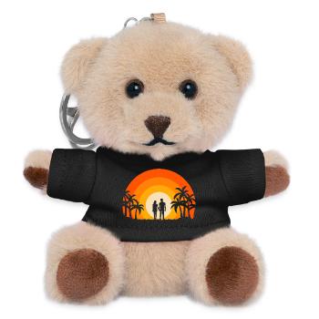 Sommer Sonnenuntergang Palme Strand Ozean Paradies Liebe - Teddy Schlüsselanhänger - Schwarz - Vorne