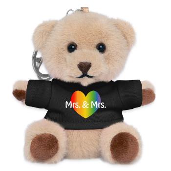 Rainbow Mrs and Mrs rainbow heart lesbian LGBT - Teddy Keyring - black - Front