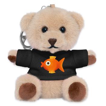 Fisch Comic Goldfische lustiges Geschenk  - Teddy Schlüsselanhänger - Schwarz - Vorne