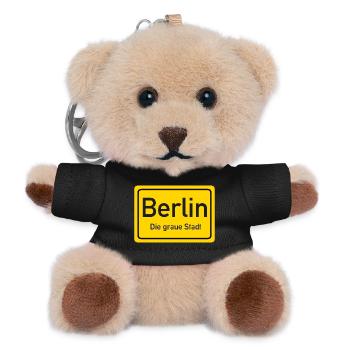 Berliner Ortsschild Deutschland - Teddy Schlüsselanhänger - Schwarz - Vorne