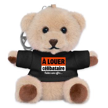 à louer, célibataire - Porte-clés ourson - noir - Devant