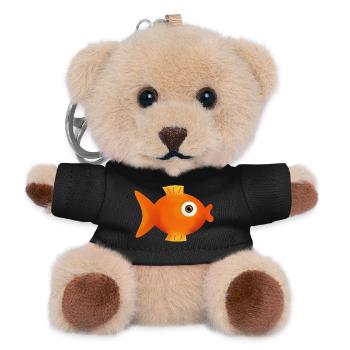 Fisch Comic Goldfische lustiges Geschenk  - Teddy Schlüsselanhänger - Schwarz - Vorne
