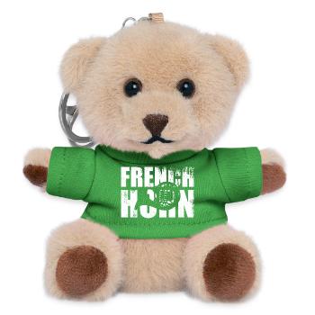 Retro French Horn - Teddy Keyring - green - Front