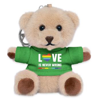 LGBT Pride Month - Love is Never Wrong - Teddy Keyring - green - Front
