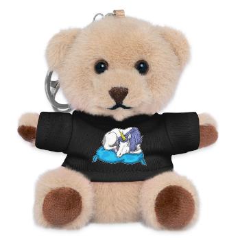 Einhorn Schlafen Kissen - Teddy Schlüsselanhänger - Schwarz - Vorne
