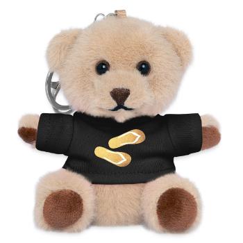 Latschen Flip Flops Gold Glamping Luxus Strand - Teddy Schlüsselanhänger - Schwarz - Vorne