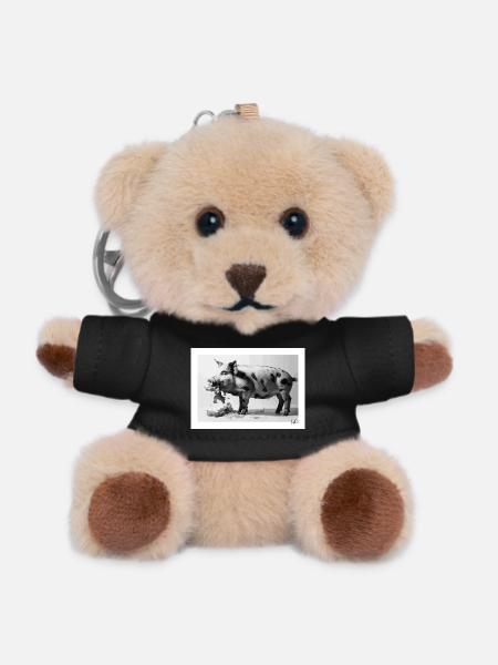 Schwein isst Salat - Teddy Schlüsselanhänger - Schwarz