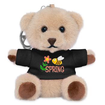 Frühlingsmotiv mit Biene - Teddy Schlüsselanhänger - Schwarz - Vorne