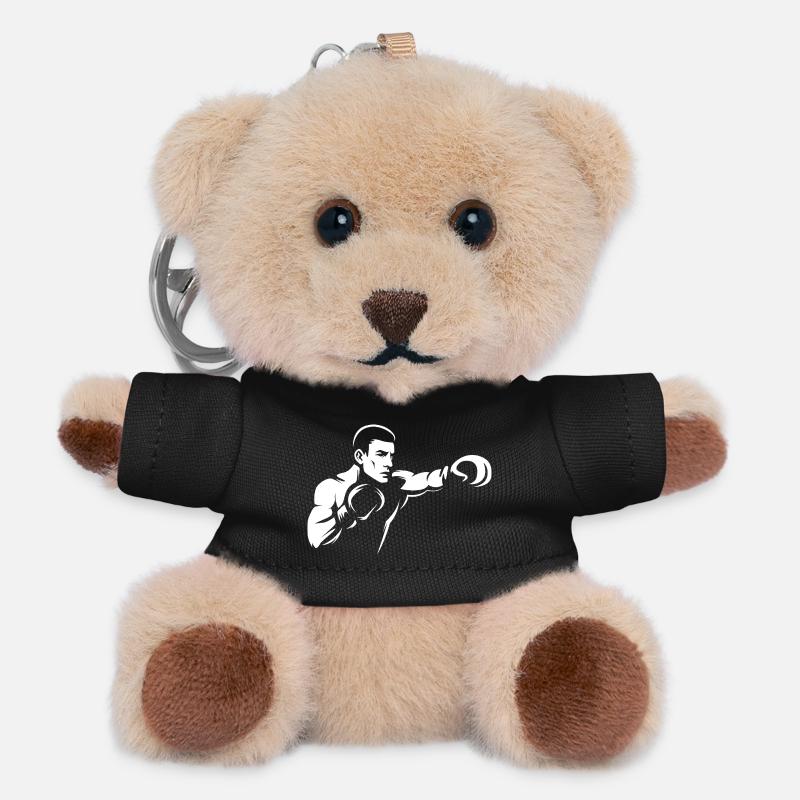 Boxer Punch Illustration - Martial Arts Training - Teddy Keyring - black