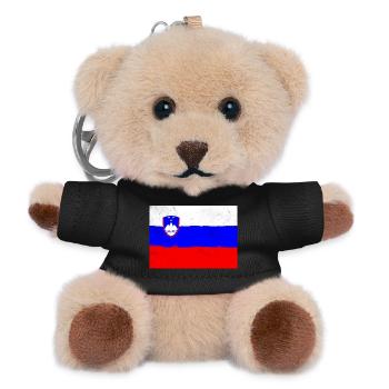 Flag of Slovenia - Teddy Keyring - black - Front