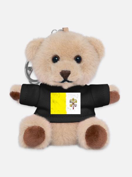 Drapeau du Vatican - Porte-clés ourson - noir