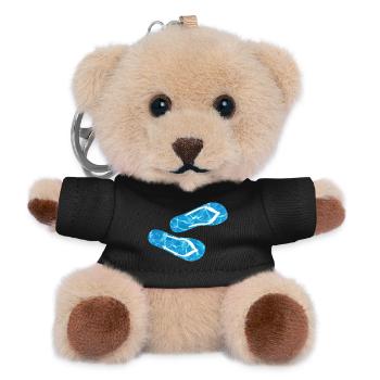 Slippers Pool Flip Flops Camping Water Holidays Fun - Teddy Keyring - black - Front
