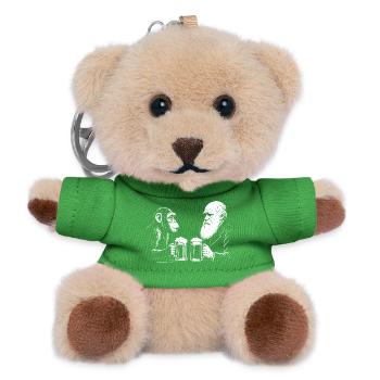 Charles Darwin is drinking beer with monkey - Teddy Keyring - green - Front
