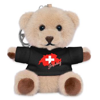 Karte der Schweiz, Flagge der Schweiz - Teddy Schlüsselanhänger - Schwarz - Vorne