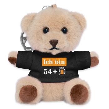 Ich bin 54 plus Bier 55. Geburtstag - Teddy Schlüsselanhänger - Schwarz - Vorne