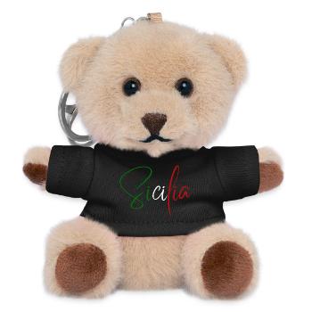 Ich liebe Sizilien, elegantes, minimalistisches Design - Teddy Schlüsselanhänger - Schwarz - Vorne