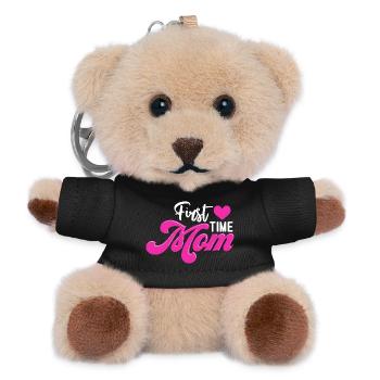 Mom 1st Mother's Day Expectant Mom - Teddy Keyring - black - Front