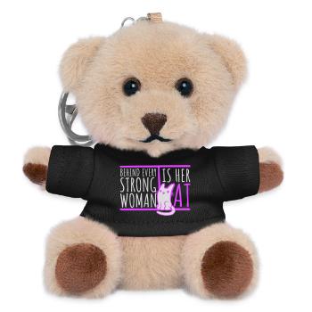 Derrière chaque femme forte se trouve son chat Spruch Katze - Porte-clés ourson - noir - Devant