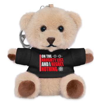 On the naughty list and regret nothing XMas Spruch - Teddy Keyring - black - Front