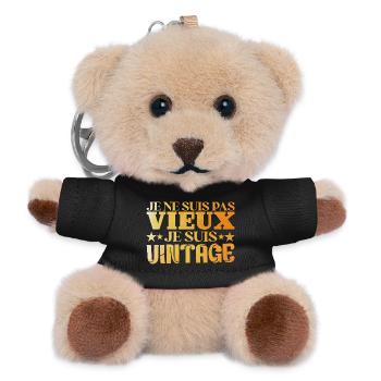 Vintage Old Grandfather Birthday Gift Dad - Teddy Keyring - black - Front